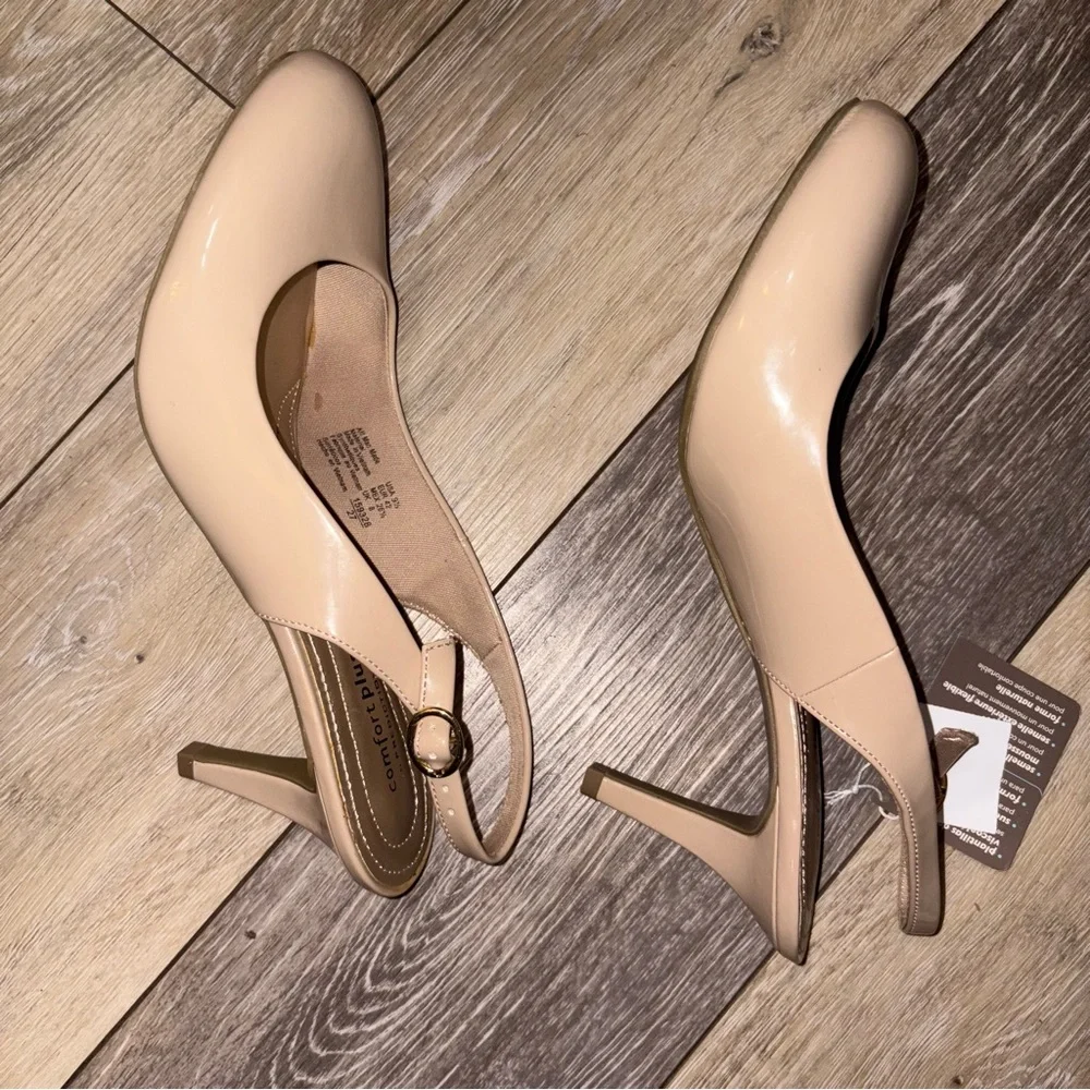 3 for $15 MUST BUNDLE - Comfort Plus by Predictions Beige Slingback Heels - Picture 4 of 8